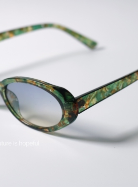 椭圆形小众碎花框近视潮太阳眼镜