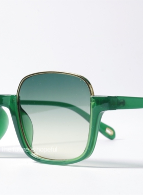 渐变绿小众设计半框近视太阳眼镜
