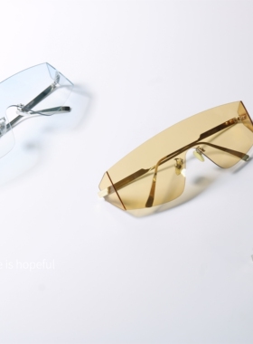 无框渐变色连体防风太阳眼镜