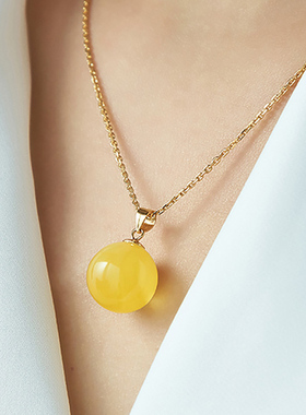 轻奢蜜蜡吊坠项链送女朋友礼物