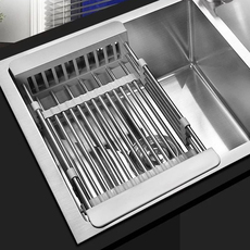 Раковина полка 可伸缩厨房水槽沥水篮304不锈钢加厚菜盆沥水架沥碗架滤干置物架