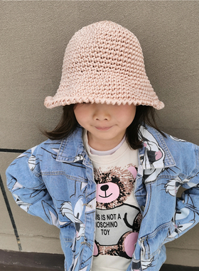 diy编织夏季冰丝儿童渔夫帽钩针