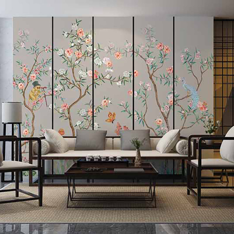 爱朵甄选无缝定制壁画 现代简约美式轻奢新新中式花鸟背景墙壁画,淘宝优惠券,粉丝福利购,淘宝优惠卷