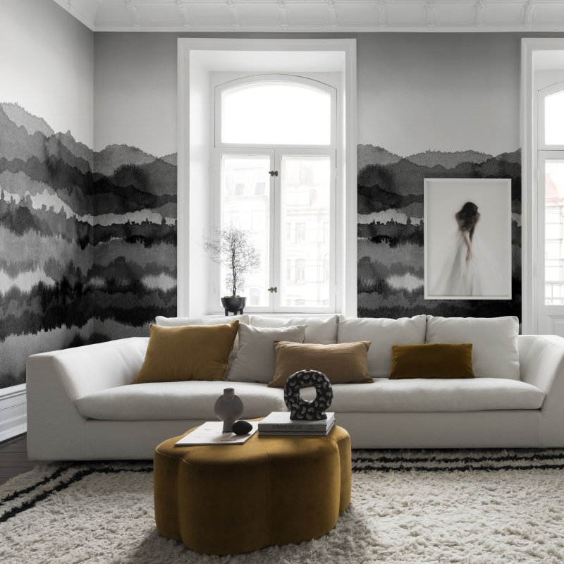 个性定制壁画现代时尚黑白蓝色线条水墨山水画无缝墙布壁布定做,淘宝优惠券,粉丝福利购,淘宝优惠卷