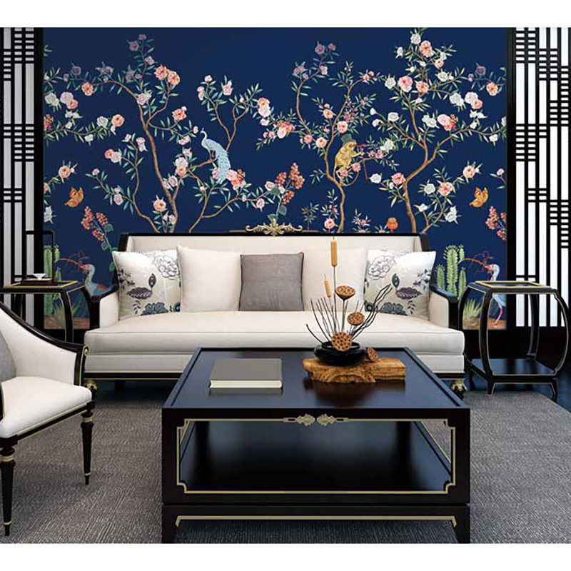 爱朵甄选无缝定制壁画 现代简约美式轻奢新新中式花鸟背景墙壁画,淘宝优惠券,粉丝福利购,淘宝优惠卷