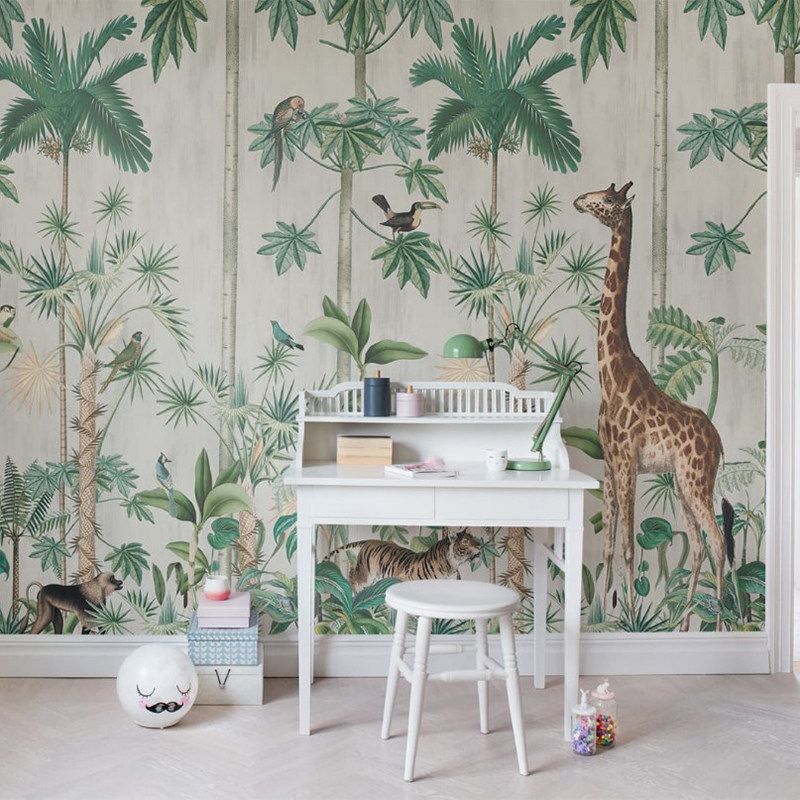 瑞典原装进口定制壁画 儿童房男孩女孩卧室背景墙 动物森林墙画,淘宝优惠券,粉丝福利购,淘宝优惠卷