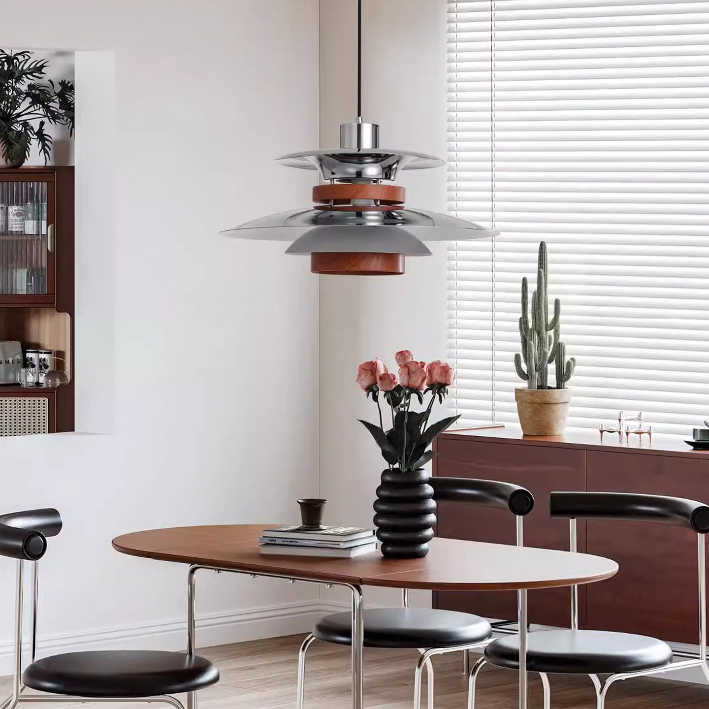 包豪斯法式餐厅飞碟吊灯PH5护眼复古中古风胡桃木纹摇臂餐桌灯具,淘宝优惠券,粉丝福利购,淘宝优惠卷