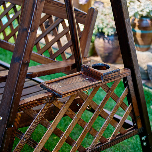 秋千户外庭院实木摇椅别墅露台吊椅防腐木荡秋千双人成人吊椅吊床 - 图3