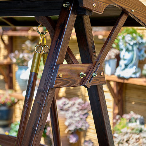 秋千户外庭院实木摇椅别墅露台吊椅防腐木荡秋千双人成人吊椅吊床 - 图2