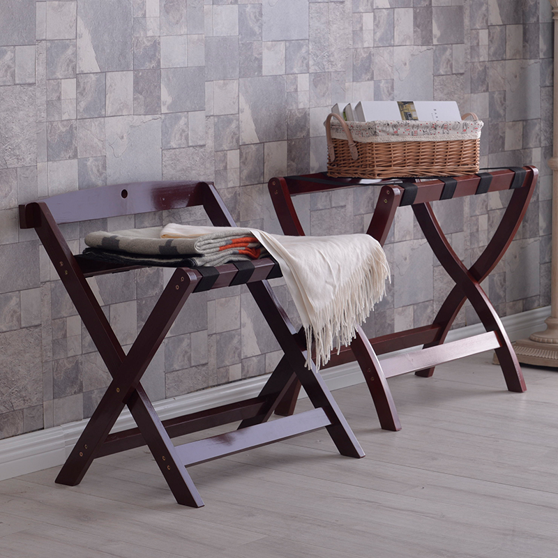 酒店行李架放衣服的架子落地折叠宾馆卧室实木房间箱包收纳置物架 - 图1