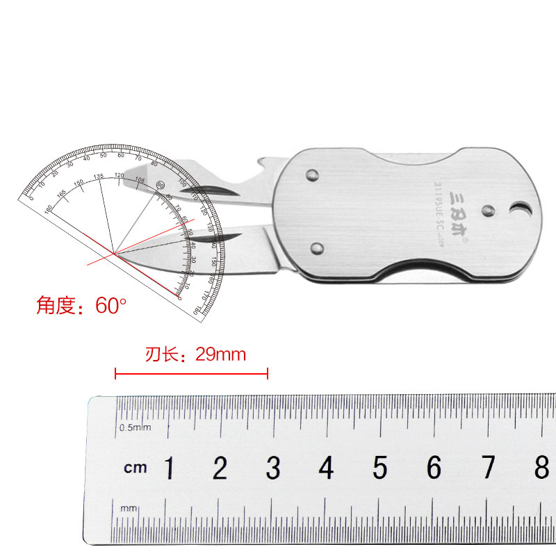 三刃木3119创意多功能EDC工具锋利迷你随身拉丝绿钛金钛折叠小刀-图0