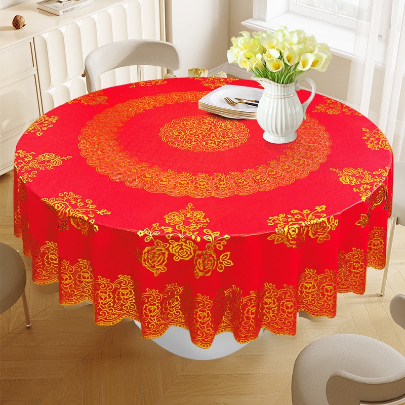 圆桌布防水防油免洗pvc家用防烫中式大圆形餐桌布带转盘饭店台布,淘宝优惠券,粉丝福利购,淘宝优惠卷