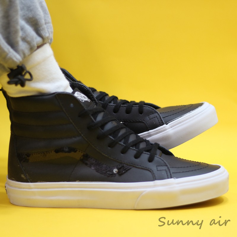 Sunny现货 VANS正品黑色牛皮SK8-HI秋冬高帮休闲板鞋VN0A7Q5NB6L - 图2