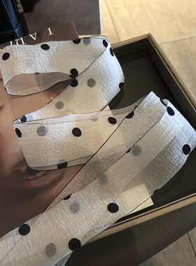 法式波点装饰蕾丝飘带编发领巾