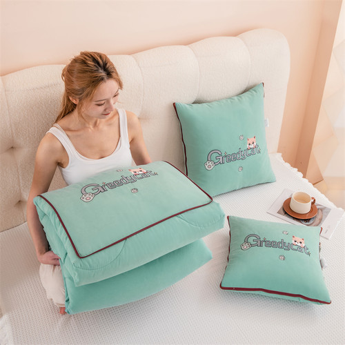 抱枕被子汽车载多功能两用简约四季折叠靠枕午休二合一夏凉空调被 - 图2