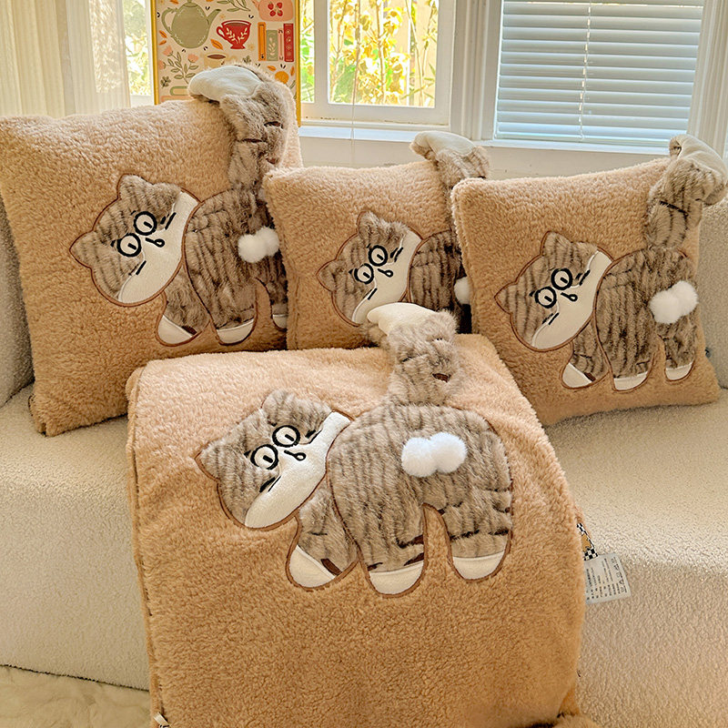 蛋蛋猫加厚长毛绒抱枕被子毯靠垫沙发汽车午睡枕头多功能被二合一,淘宝优惠券,粉丝福利购,淘宝优惠卷