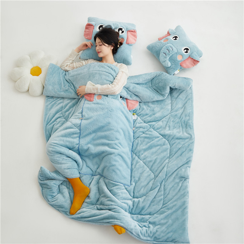 【咚咚象兔毛绒】卡通立体加绒加厚多功能抱枕被子二合一双面两用,淘宝优惠券,粉丝福利购,淘宝优惠卷