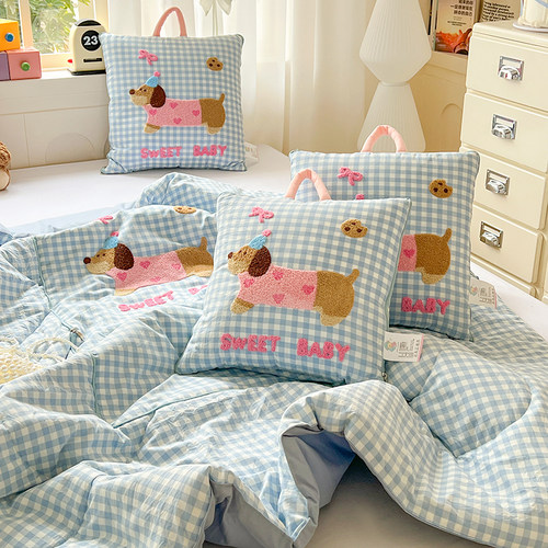 四季车载多功能抱枕被子可爱狗狗两用汽车折叠靠枕午休二合一夏被 - 图2