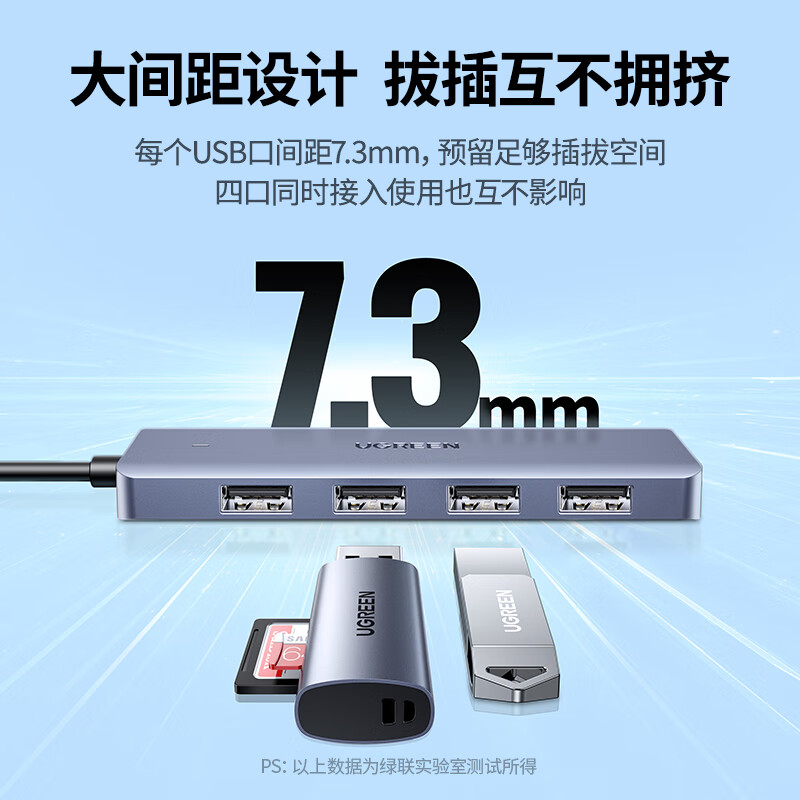 绿联 USB3.0分线器扩展坞 高速4口集线器HUB拓展坞 笔记本电 - 图3