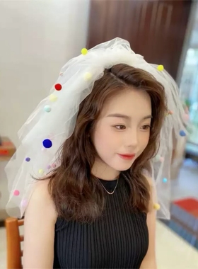 个性婚纱摄影造型球球拍照头饰
