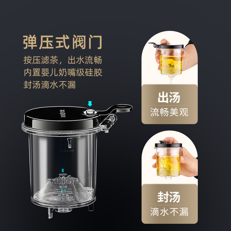 金灶K-208玻璃茶壶飘逸杯泡茶壶茶具泡茶神器过滤杯洗茶器花茶壶-图1