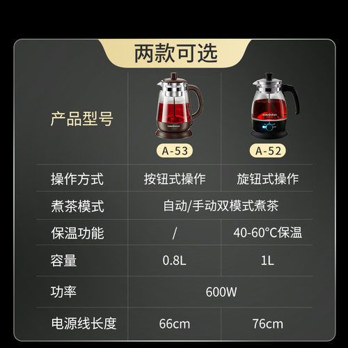 金灶蒸汽喷淋式玻璃煮茶器2026新款煮茶炉烧水壶蒸茶壶花茶壶家用 - 图3