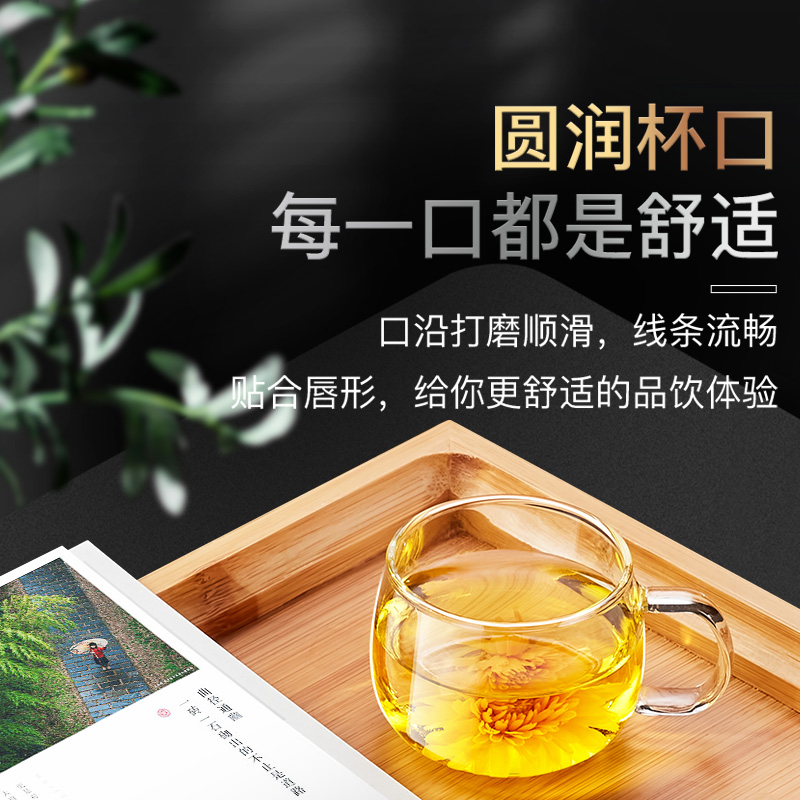 金灶K-105玻璃杯带把泡茶玻璃杯子男茶杯网红水杯女小咖啡杯家用-图2