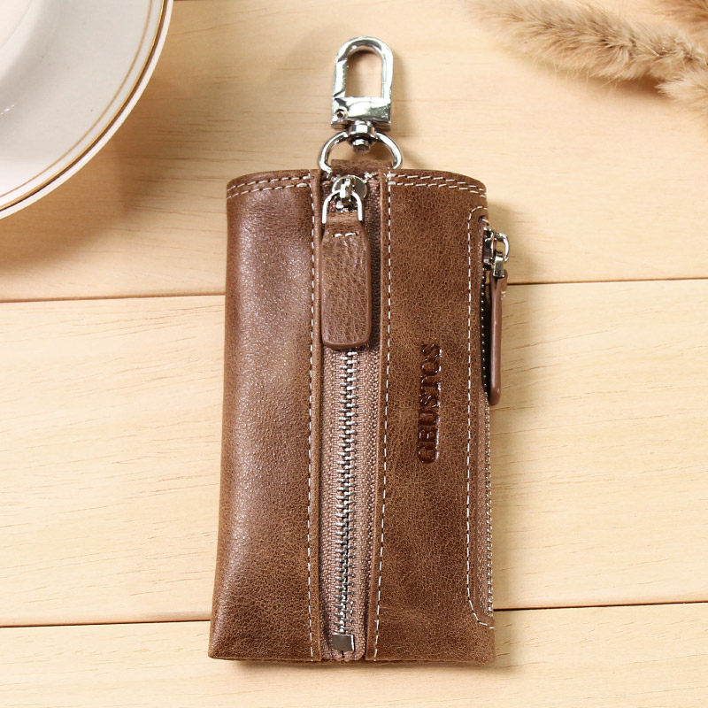 geustos男士头层牛皮拉链车零钱包 geustos钥匙包