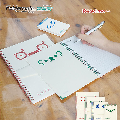 FolderMate富美高Read me怪可爱表情双线圈记事本子前袋笔记本A5/A6/B5易撕双螺旋左翻本办公开会70页创意本 - 图0
