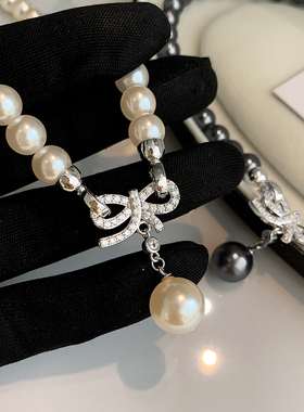 施家澳白黑色珍珠项链女