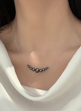 大溪地黑珍珠吊坠项链女