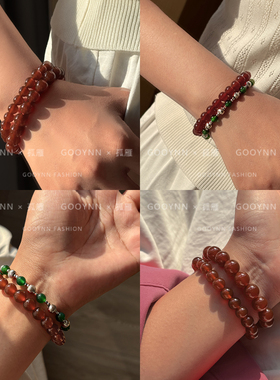 纯天然红玛瑙原石手串