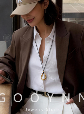 韩系ins简约黑色皮绳项链女