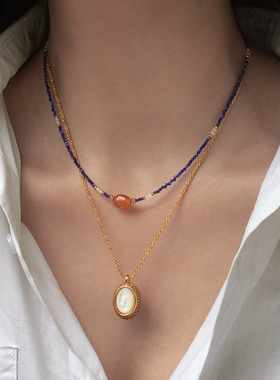 天然青金石串珠项链女