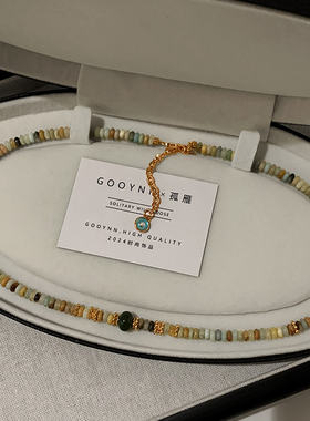 天然石头彩色串珠项链女