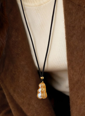 好事花生珍珠吊坠项链女