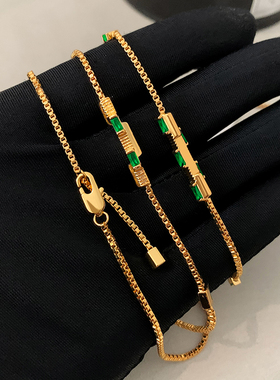 小众设计祖母绿色手链女