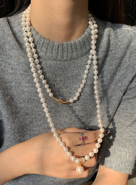 施家澳白色秋冬新款珍珠项链