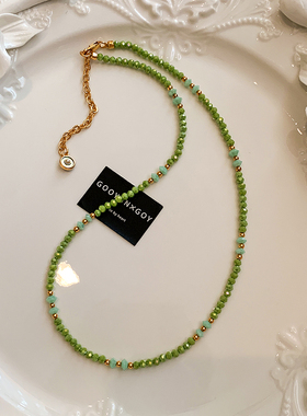新中式绿色琉璃串珠项链女