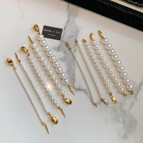 万能扣珍珠延长链元宝扣DIY配饰项链加长链毛衣链万能龙虾扣链条 - 图2