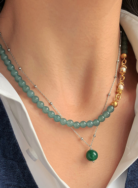 天然翡翠玉石抽拉式项链女