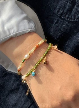 欧泊橄榄绿色水晶手链女