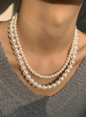 正圆强光大珍珠项链女
