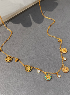 幸运罗盘绿松石项链女