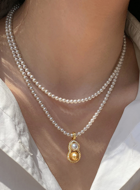 施家华子葫芦吊坠珍珠项链女