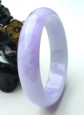 缅甸紫色老坑A货正圈翡翠手镯