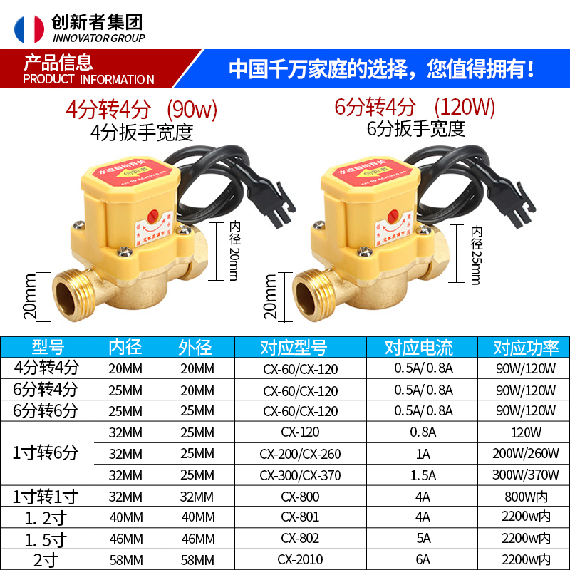 4分6分水流感应开关控制器家用增压泵自动开关冷热水水泵开关220v - 图2