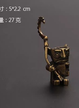 三星堆复古黄铜守卫摆件卡通迷你古代人物侍卫桌面摆件古铜工艺品