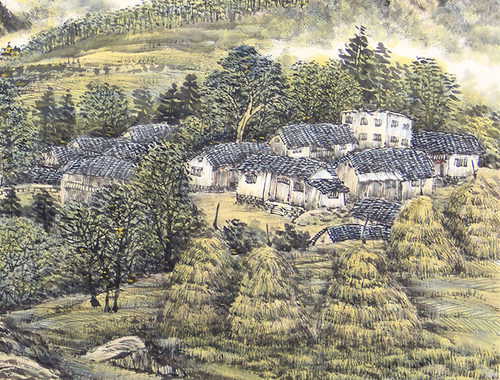 名家字画 周建明青绿山水画 手绘真迹书画 中式客厅办公室装饰画 - 图1
