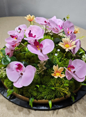 酒店餐桌花摆花圆桌中间装饰摆件